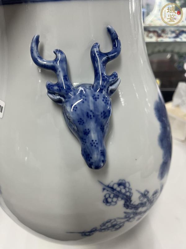 古玩陶瓷民國 青花花卉紋鹿頭尊（玉綾窯）真品鑒賞圖