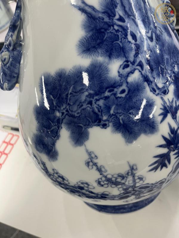 古玩陶瓷民國 青花花卉紋鹿頭尊（玉綾窯）真品鑒賞圖