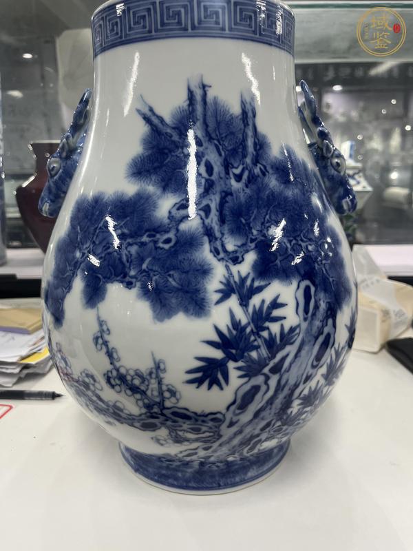 古玩陶瓷民國 青花花卉紋鹿頭尊（玉綾窯）真品鑒賞圖
