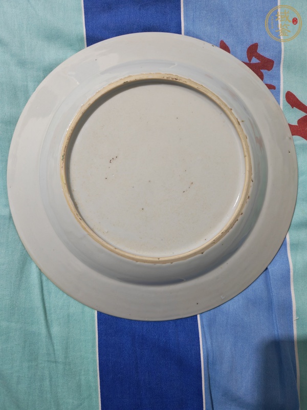 古玩陶瓷青花加彩花卉紋盤真品鑒賞圖