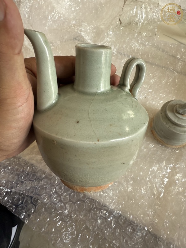 古玩陶瓷將樂窯青釉執壺真品鑒賞圖