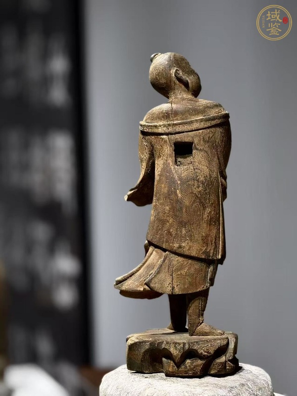 古玩雜項木雕站像善財童子真品鑒賞圖