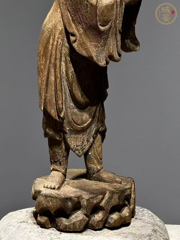 古玩雜項木雕站像善財童子真品鑒賞圖