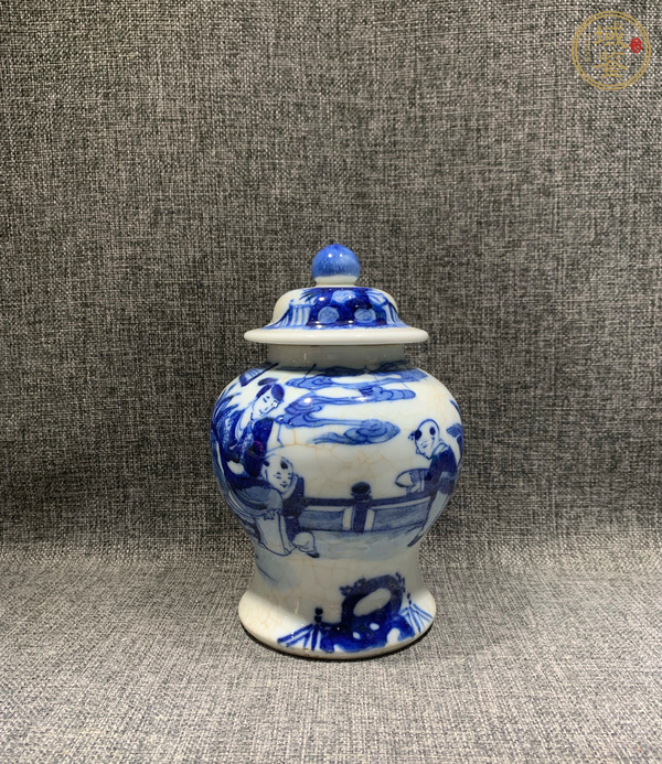 古玩陶瓷青花三娘教子圖蓋罐真品鑒賞圖