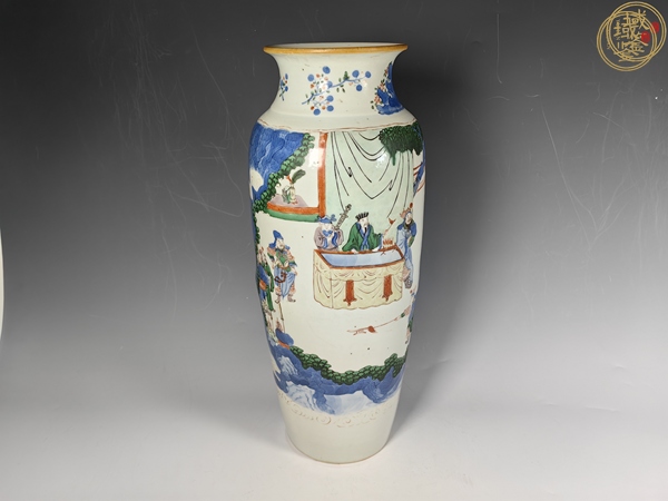 古玩陶瓷青花五彩人物故事紋筒瓶真品鑒賞圖