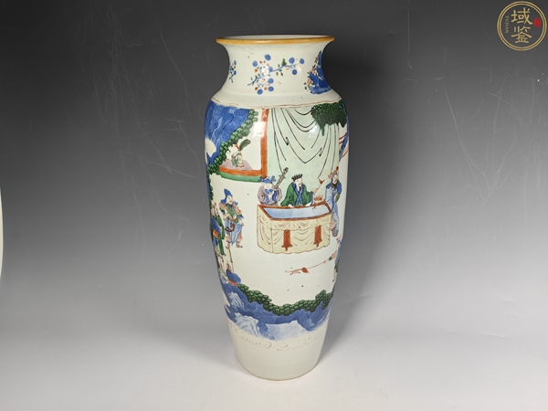 古玩轉(zhuǎn)賣青花五彩赤壁之戰(zhàn)軍令狀故事紋筒瓶拍賣，當(dāng)前價(jià)格350元