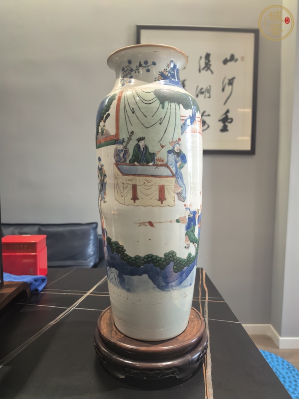 古玩陶瓷青花五彩人物故事紋筒瓶真品鑒賞圖