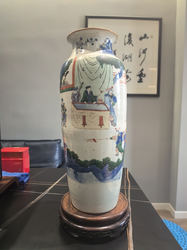 古玩陶瓷青花五彩赤壁之戰(zhàn)軍令狀故事紋筒瓶拍賣,當(dāng)前價(jià)格19999元