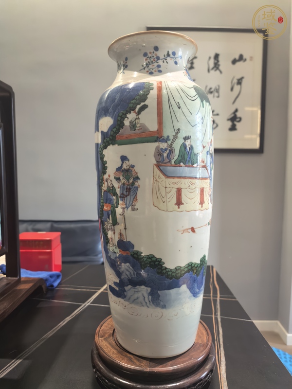 古玩陶瓷青花五彩人物故事紋筒瓶真品鑒賞圖