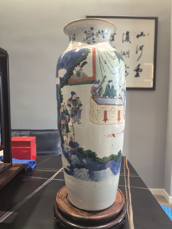 古玩陶瓷青花五彩赤壁之戰(zhàn)軍令狀故事紋筒瓶拍賣,當(dāng)前價(jià)格19999元