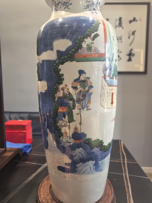 古玩陶瓷青花五彩赤壁之戰(zhàn)軍令狀故事紋筒瓶拍賣,當(dāng)前價(jià)格19999元