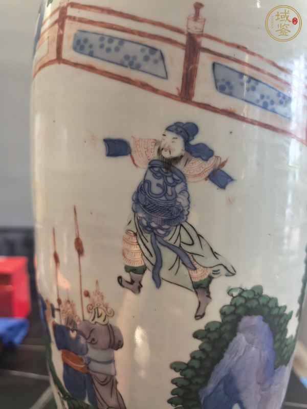 古玩陶瓷青花五彩人物故事紋筒瓶真品鑒賞圖