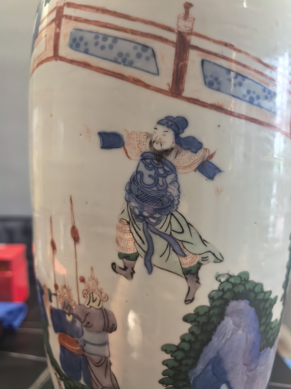 古玩陶瓷青花五彩赤壁之戰(zhàn)軍令狀故事紋筒瓶拍賣,當(dāng)前價(jià)格19999元