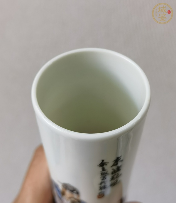 古玩陶瓷粉彩人物故事香筒真品鑒賞圖