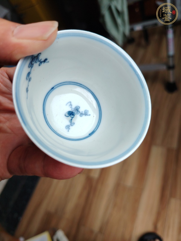 古玩陶瓷青花梅花紋杯碟，疑似復窯真品鑒賞圖