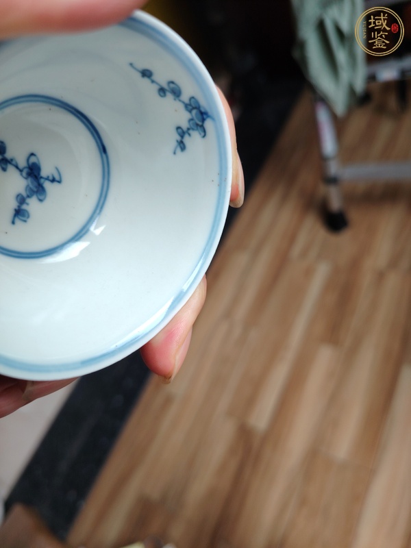 古玩陶瓷青花梅花紋杯碟，疑似復窯真品鑒賞圖