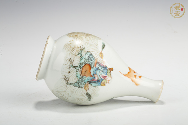 古玩陶瓷晚清·粉彩劉海戲金蟾紋膽瓶真品鑒賞圖