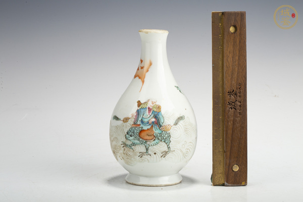 古玩陶瓷晚清·粉彩劉海戲金蟾紋膽瓶真品鑒賞圖