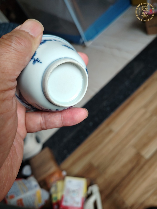 古玩陶瓷青花梅花紋杯碟，疑似復窯真品鑒賞圖