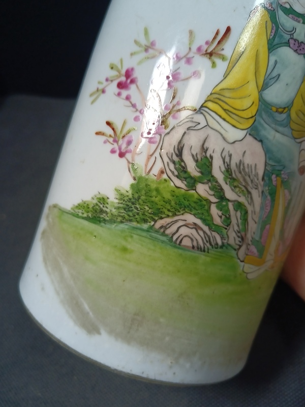 古玩陶瓷（全品）民國細路粉彩金玉良緣人物故事帽筒拍賣，當前價格2598元
