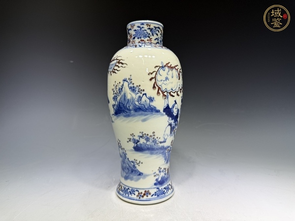 古玩陶瓷晚清·青花釉里紅三國趙子龍人物瓶真品鑒賞圖