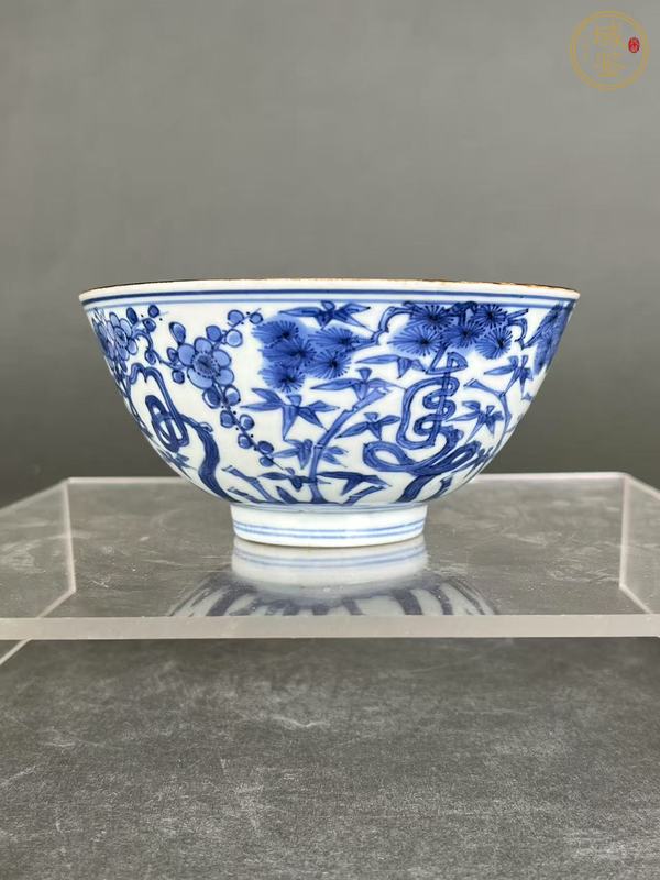 古玩陶瓷青花花卉壽字紋碗真品鑒賞圖