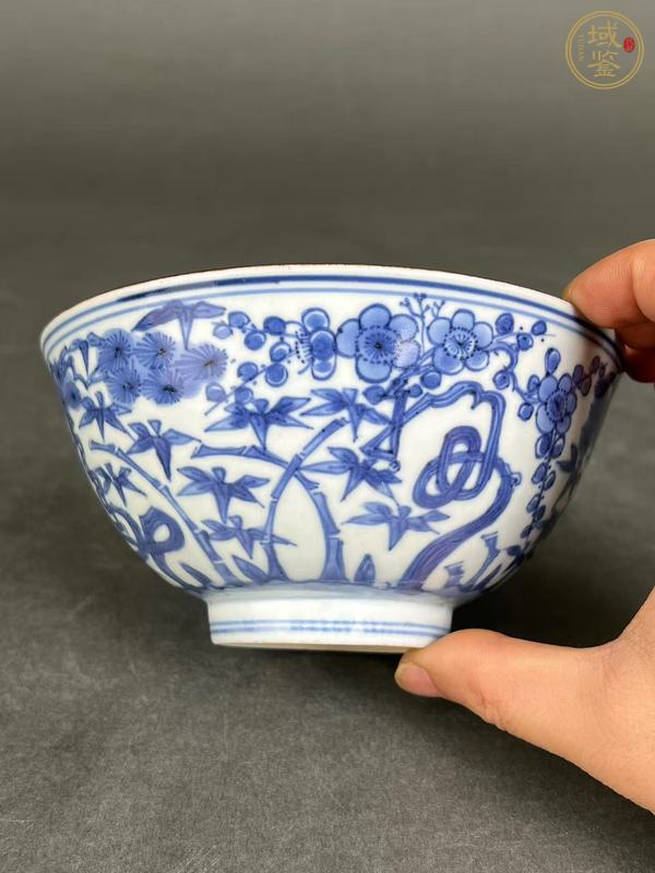 古玩陶瓷青花花卉壽字紋碗真品鑒賞圖