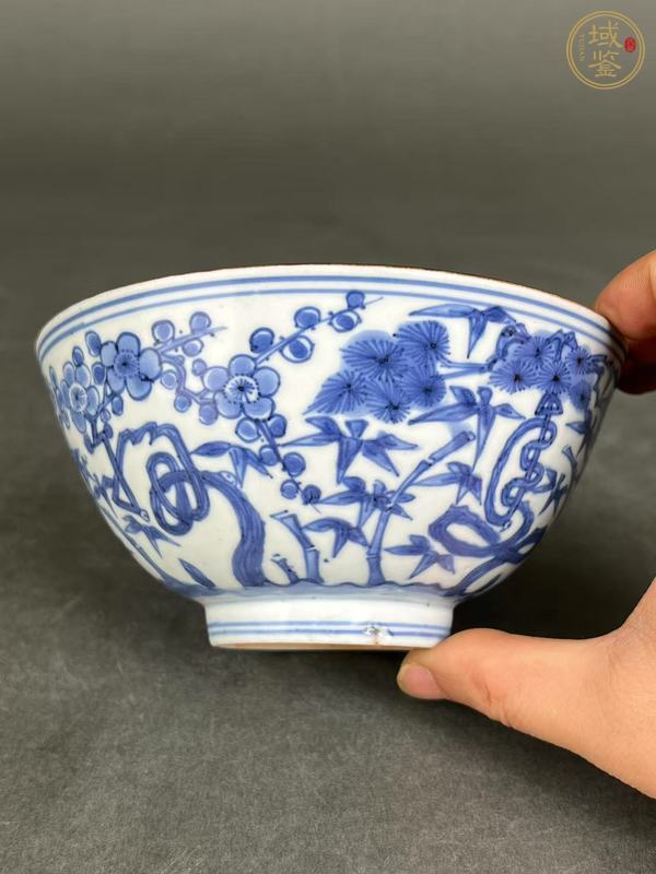 古玩陶瓷青花花卉壽字紋碗真品鑒賞圖