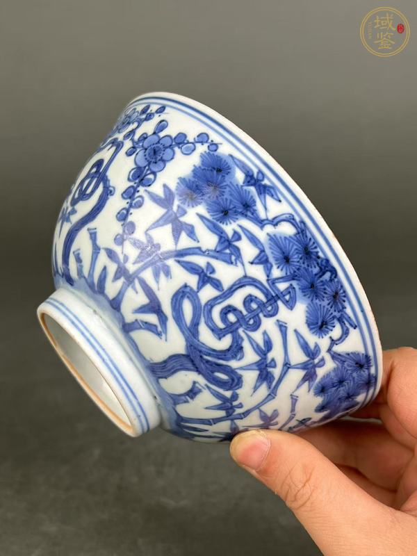 古玩陶瓷青花花卉壽字紋碗真品鑒賞圖