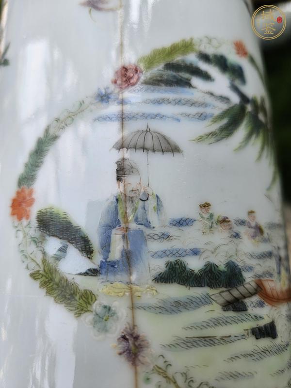 古玩陶瓷粉彩人物故事紋帽筒真品鑒賞圖