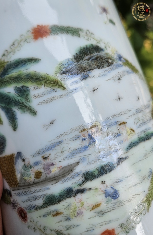 古玩陶瓷粉彩人物故事紋帽筒真品鑒賞圖