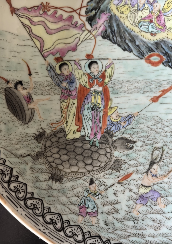 古玩陶瓷民國水漫金山粉彩賞盤(藍(lán)料彩款)拍賣，當(dāng)前價(jià)格28888元