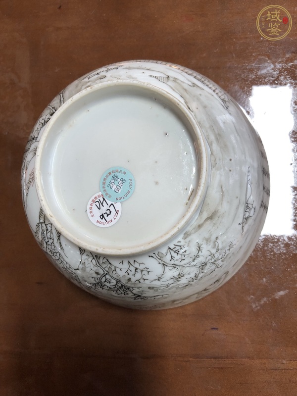 古玩陶瓷人物山水詩(shī)紋碗真品鑒賞圖