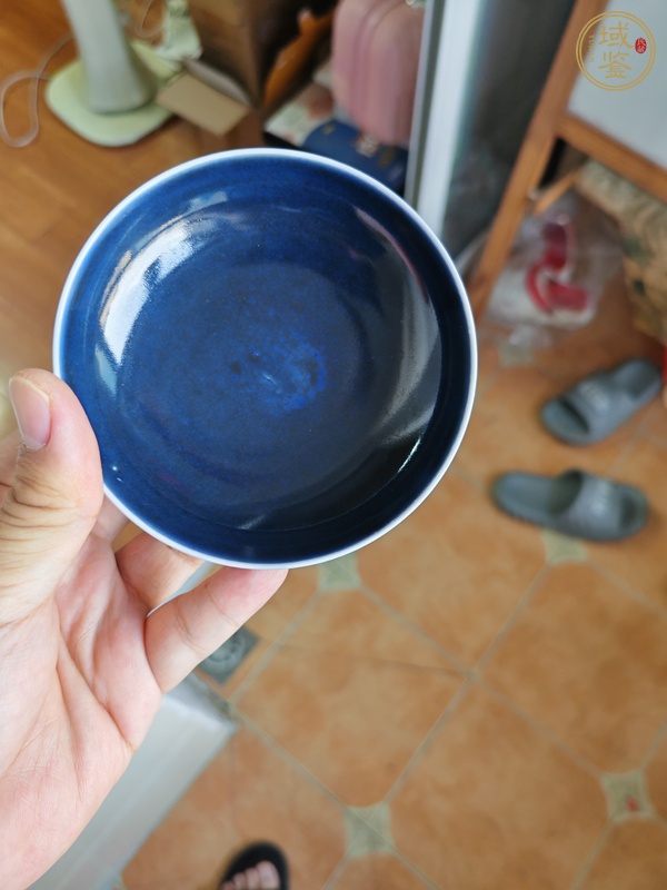 古玩陶瓷光緒霽藍釉盤真品鑒賞圖