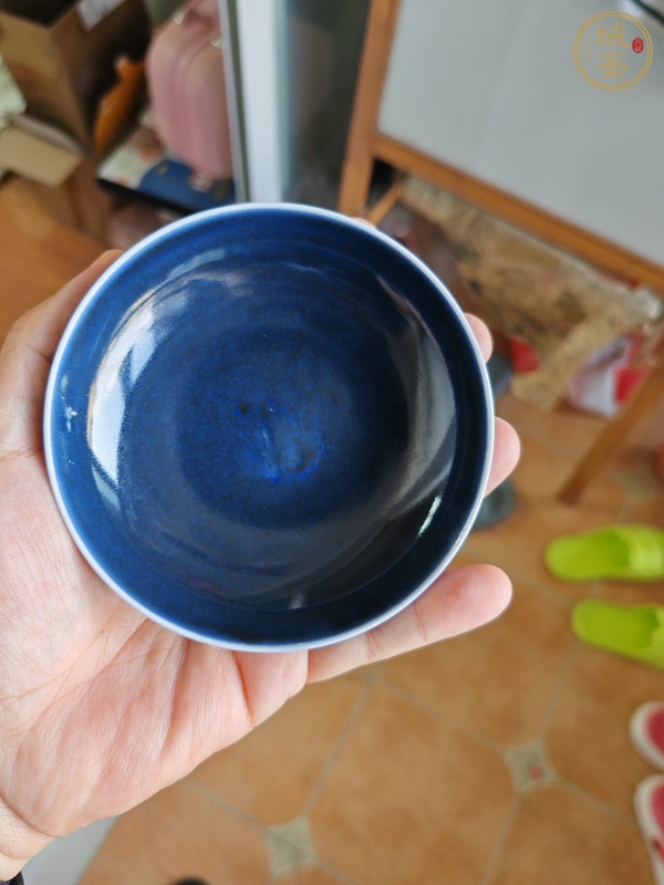 古玩陶瓷光緒霽藍釉盤真品鑒賞圖