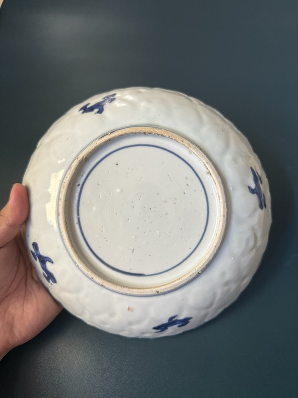 古玩陶瓷晚明·蓮瓣紋花鳥紋細路青花盤，非常少見拍賣，當前價格2000元
