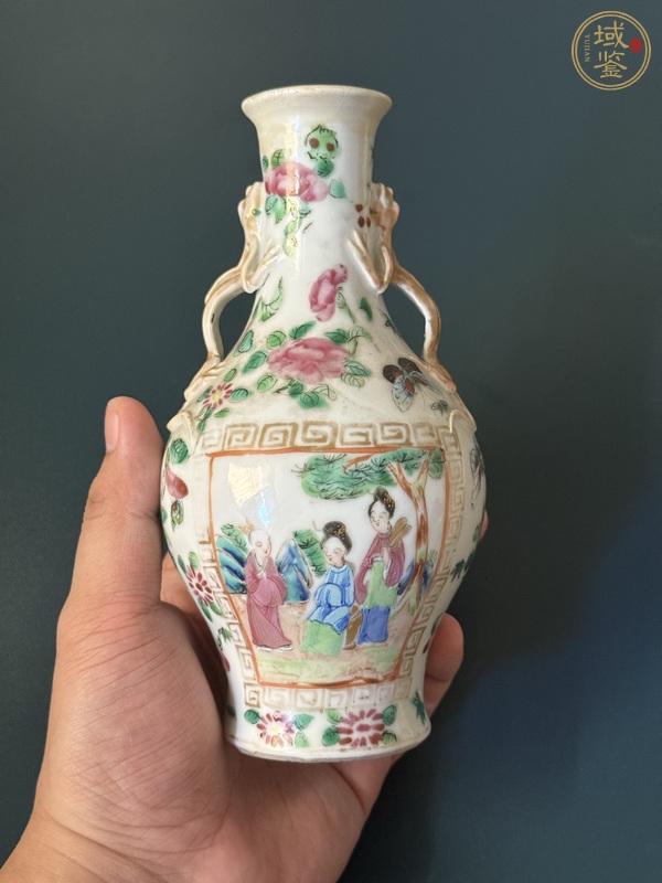 古玩人物紋廣彩瓶真品鑒賞圖