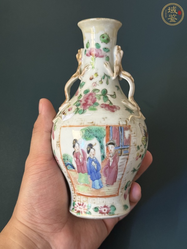 古玩陶瓷人物紋廣彩瓶真品鑒賞圖