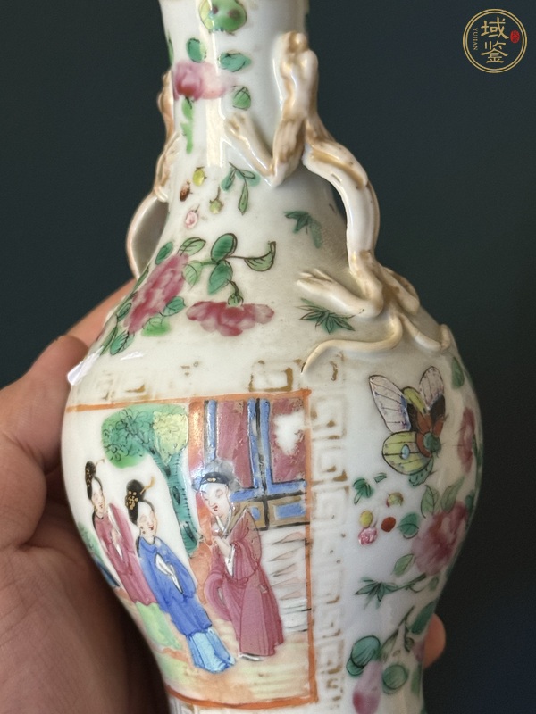 古玩陶瓷人物紋廣彩瓶真品鑒賞圖