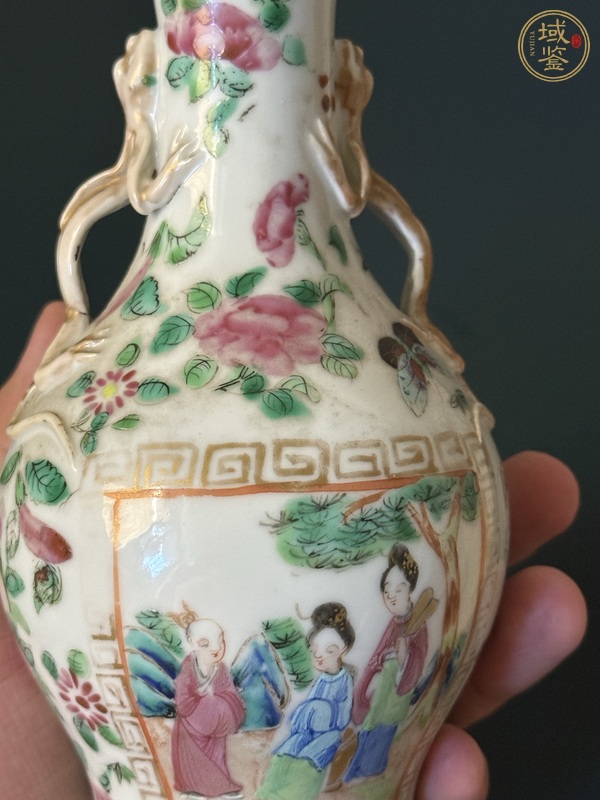 古玩陶瓷人物紋廣彩瓶真品鑒賞圖