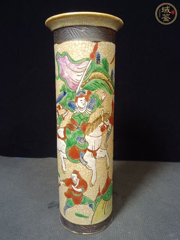 古玩陶瓷刀馬人花觚真品鑒賞圖