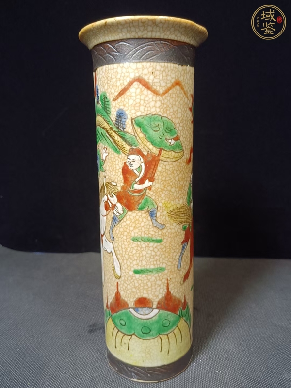 古玩陶瓷刀馬人花觚真品鑒賞圖