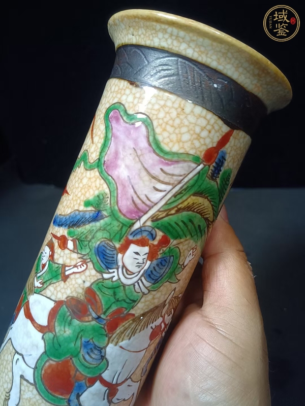 古玩陶瓷刀馬人花觚真品鑒賞圖