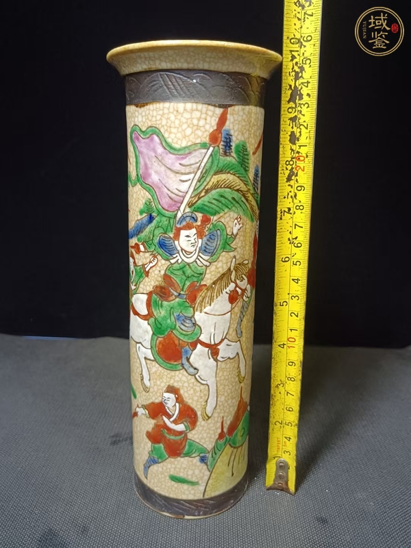 古玩陶瓷刀馬人花觚真品鑒賞圖