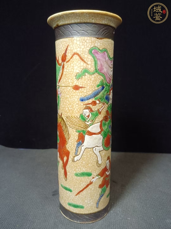 古玩陶瓷刀馬人花觚真品鑒賞圖
