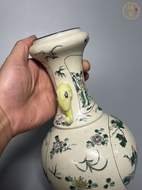 古玩陶瓷素三彩象耳瓶真品鑒賞圖