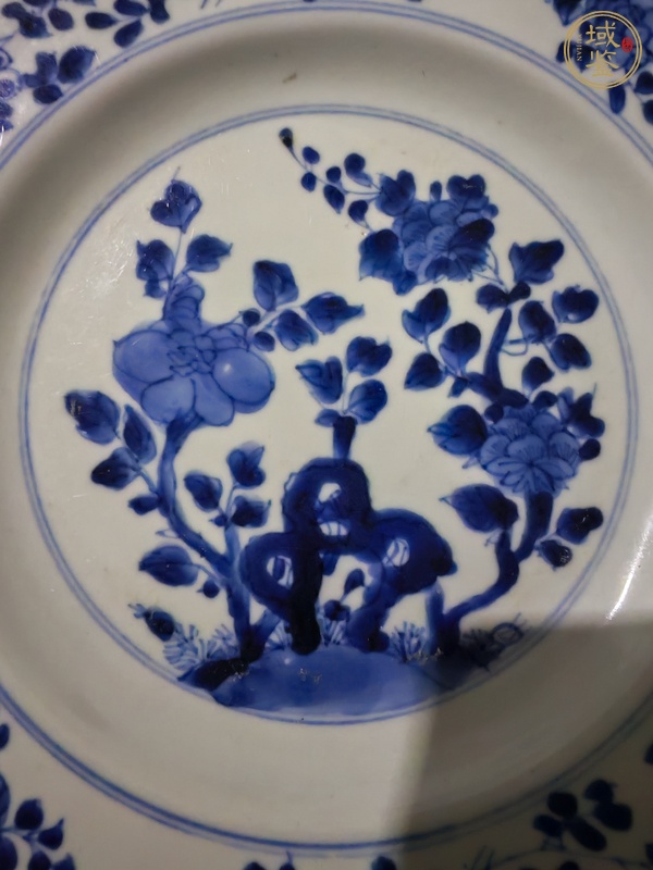 古玩陶瓷青花折枝花卉紋盤真品鑒賞圖