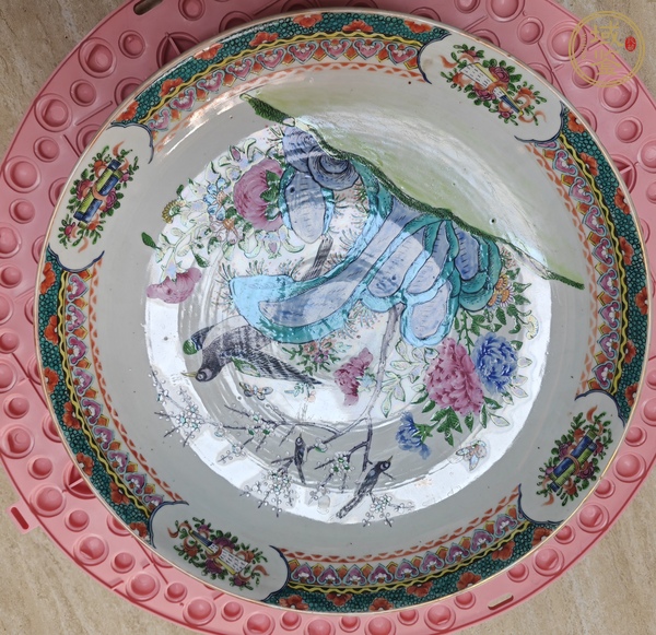 古玩陶瓷咸豐細路廣彩大賞盤真品鑒賞圖