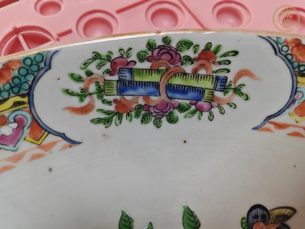 古玩陶瓷咸豐細路廣彩大賞盤真品鑒賞圖