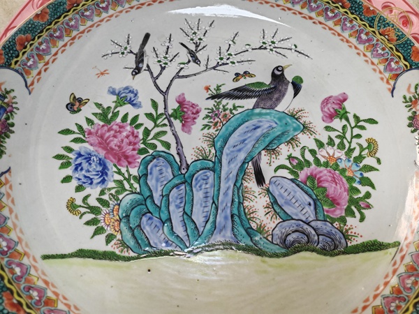古玩陶瓷咸豐細路廣彩大賞盤真品鑒賞圖